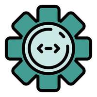 Code in circle cogwheel icon color outline vector