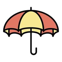 Open umbrella cane icon color outline vector