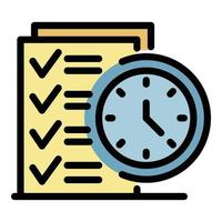 List and clock icon color outline vector