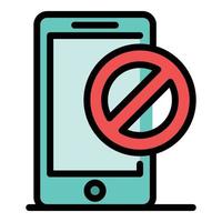 Denied on smartphone icon color outline vector