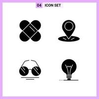 4 Icons in Solid Style Glyph Symbols on White Background Creative Vector Signs for Web mobile and Print Creative Black Icon vector background