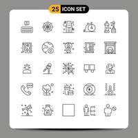 grupo universal de símbolos de iconos de 25 líneas modernas de elementos de diseño de vectores editables de transporte de dieta de vehículos más limpios