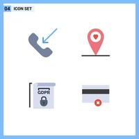 Pictogram Set of 4 Simple Flat Icons of call terms phone gdpr money Editable Vector Design Elements