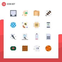 16 Universal Flat Colors Set for Web and Mobile Applications meat camping thinking folder document Editable Pack of Creative Vector Design Elements
