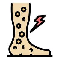 alergia en el vector de contorno de color del icono de la pierna