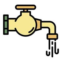 Clean water tap icon color outline vector