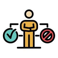 Man and choice yes no icon color outline vector