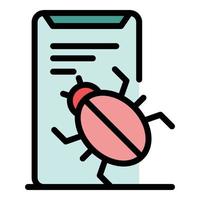 Bug in the app icon color outline vector