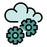 Gear on cloud icon color outline vector