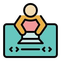 Developer in front of laptop icon color outline vector
