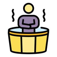 The man in the bath barrel icon color outline vector