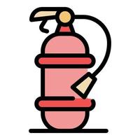 vector de esquema de color de icono de extintor de incendios de prevención