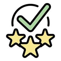 Checkmark and stars icon color outline vector