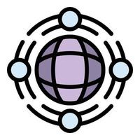 Global family unity icon color outline vector