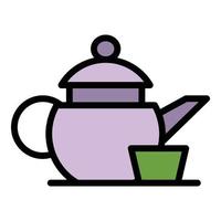 Kettle with a cup icon color outline vector