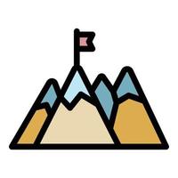 Hiking mountain target icon color outline vector