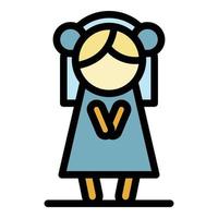 Doll in dress icon color outline vector