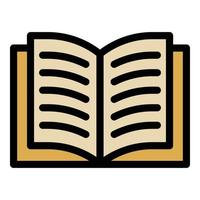 Open textbook icon color outline vector