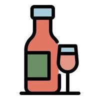 Alcohol bottle icon color outline vector