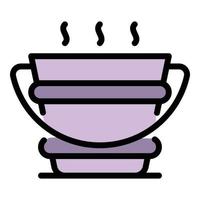 Bucket of hot water icon color outline vector