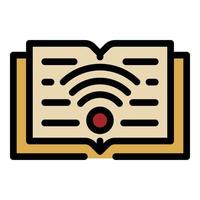 Download a book via wi fi icon color outline vector