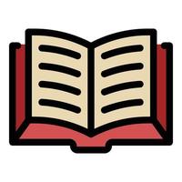 Open thick book icon color outline vector