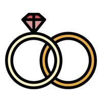 Wedding rings icon color outline vector