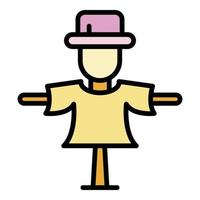 Scarecrow in a hat icon color outline vector