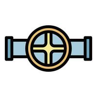 Wheel pipe tap icon color outline vector