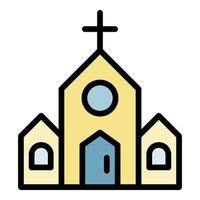 Cathedral church icon color outline vector