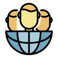 Admins and globe icon color outline vector