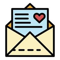 Wedding envelope icon color outline vector