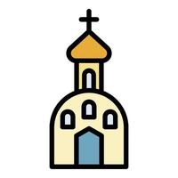 Small jesus church icon color outline vector