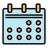 vector de contorno de color de icono de calendario escolar