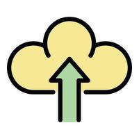 Upload data to the cloud icon color outline vector