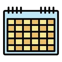 Calendar grid icon color outline vector