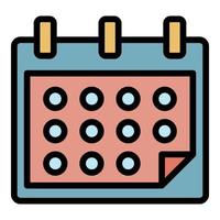 vector de contorno de color de icono de calendario de negocios