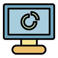 Personal computer icon color outline vector