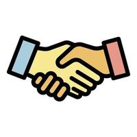 Handshake icon color outline vector