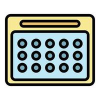 Calendar with round dates icon color outline vector