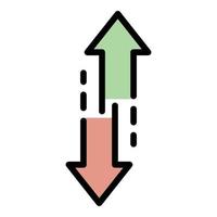 Up arrow down icon color outline vector