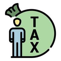 Tax bag icon color outline vector