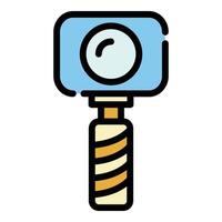 Selfie stick and action camera icon color outline vector