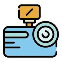 Backlit camera icon color outline vector