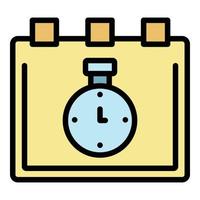 Clock and calendar icon color outline vector