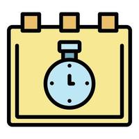 Clock and calendar icon color outline vector