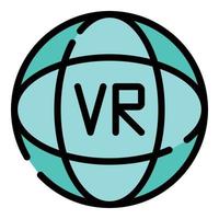 Vr simulation icon color outline vector