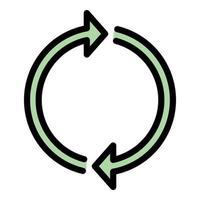 Two arrows forming a circle icon color outline vector