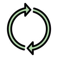 Two arrows forming a circle icon color outline vector