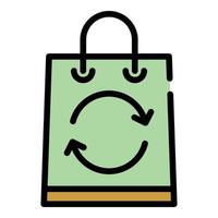 Paper bag icon color outline vector